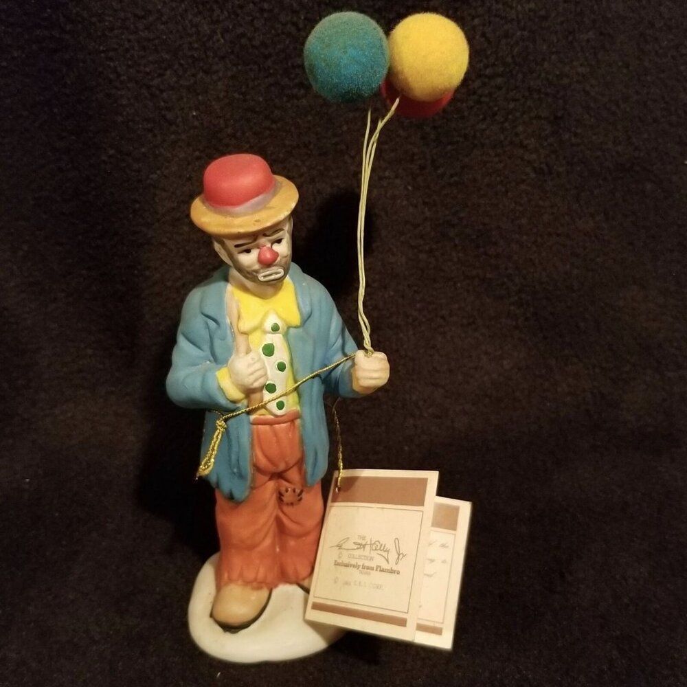 Emmet Kelly Jr EKJ Flambro Clown Hobo Balloons Vintage Handpainted Porcelain